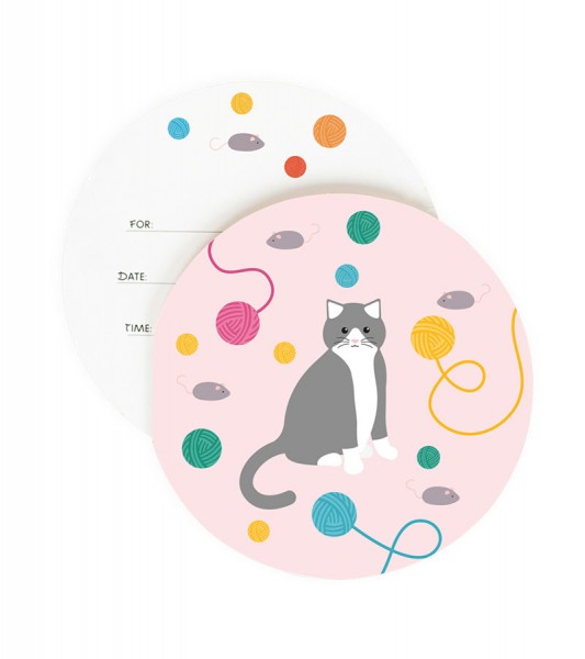 Einladungskarten "Purrfect Cats" mit Stickern - 8 Stück