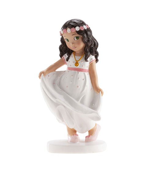 Deko-Figur "Kommunion" - Mädchen mit Blumenkranz - 15,5 cm
