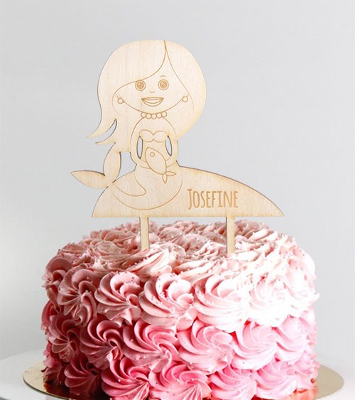 Dein Cake-Topper "Meerjungfrau" aus Holz - Wunschtext