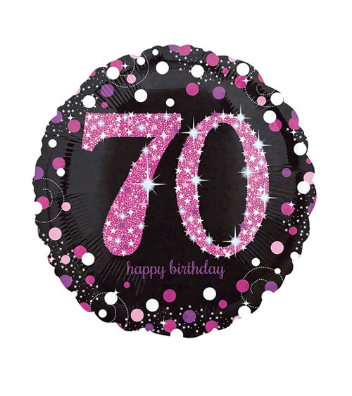Runder Folienballon "Sparkling Pink" - 70. Geburtstag