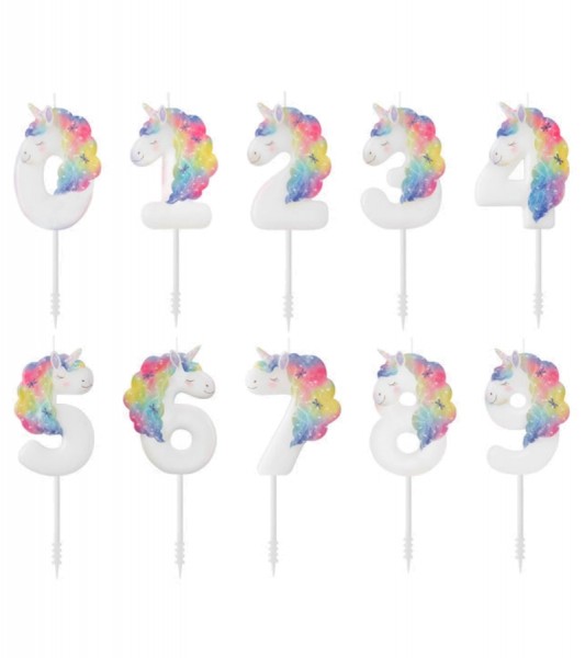 Zahlenkerze "Flower Unicorn" - 6 cm