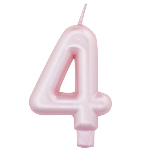 Geburtstagskerze Zahl "4" - perlmutt rosa