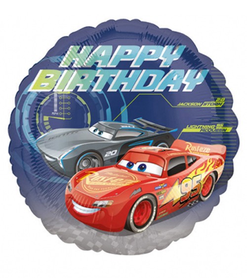 Runder Folienballon "Cars 3" - Happy Birthday