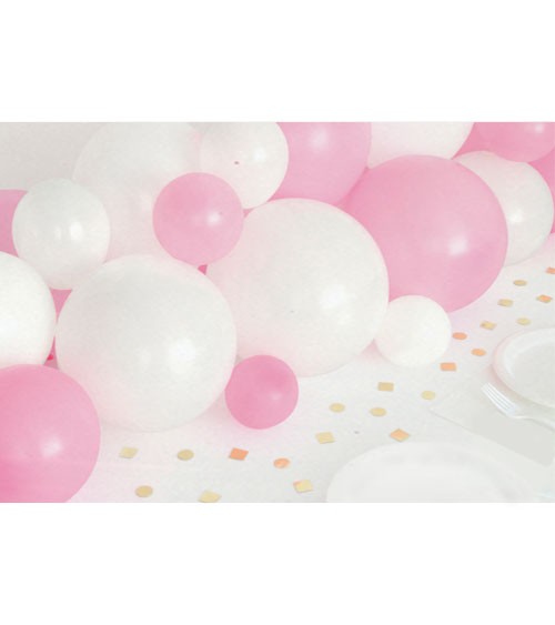 Ballongirlande & Konfetti - weiß, rosa, gold - 40-teilig