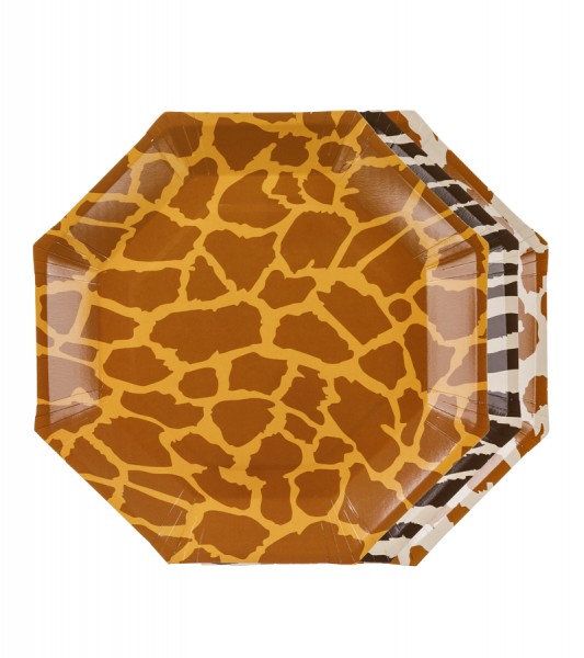 Achteckige Pappteller "Animal-Print" - 6 Stück