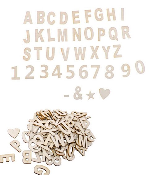 Selbstklebende Buchstaben & Zahlen aus Holz - 3 cm - 120-teilig