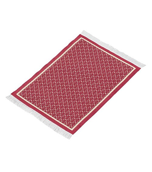 Mini Teppich - rot mit weißen Punkten - 10 x 15 cm
