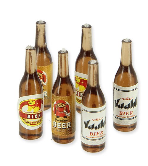 Bierflaschen-Set aus Kunststoff - 1:12 - 6 Stück