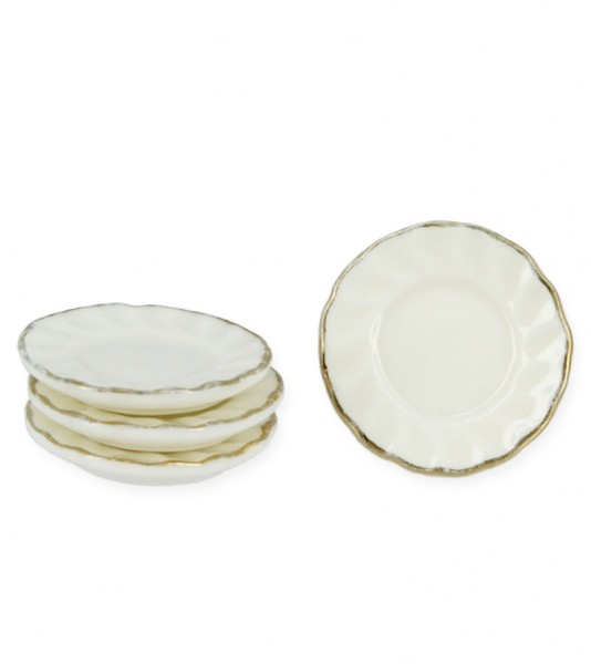 Porzellanteller mit Goldrand - 2,5 cm - 4 Stück