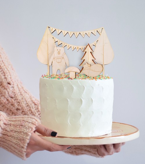 Dein Cake-Topper-Set "Waldtiere" aus Holz - 5-teilig