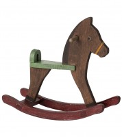 Schaukelpferd aus Holz - dunkelbraun - 8,5 x 8,5 x 4,5 cm