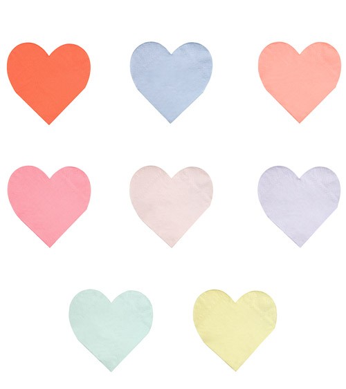 Kleine Herz-Servietten in 8 Farben - 20 Stück
