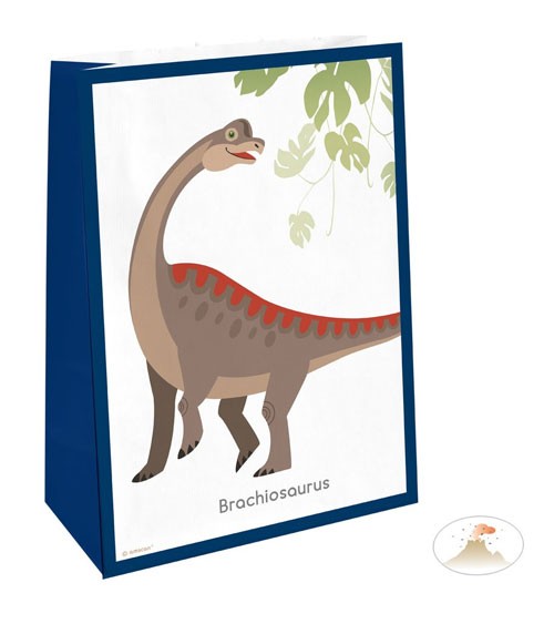 Papiertüten mit Stickern "Happy Dinosaur" - 4 Stück