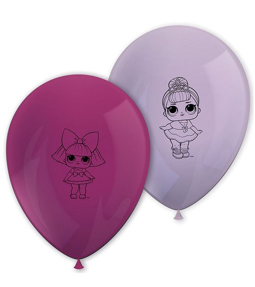 Luftballon-Set "L.O.L." - Glitter - lavendel/pink - 8 Stück