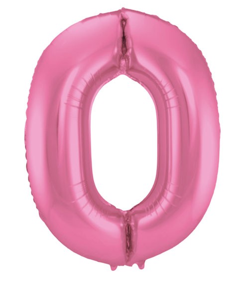 Zahl-Folienballon "0" - matt candy pink - 86 cm