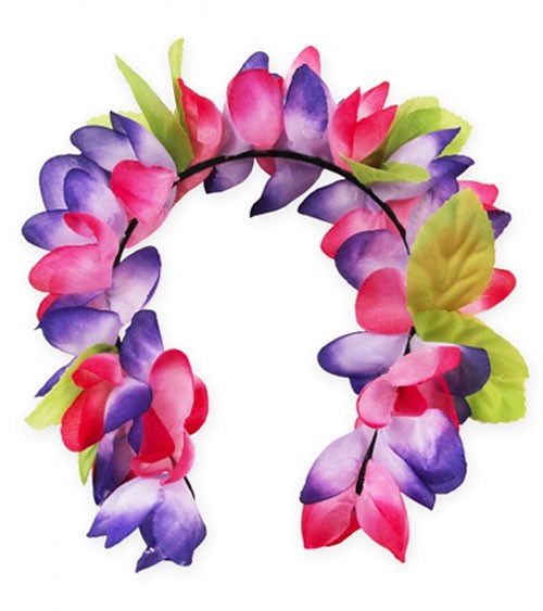 Hawaii-Haarreif mit Stoffblüten - lila, pink