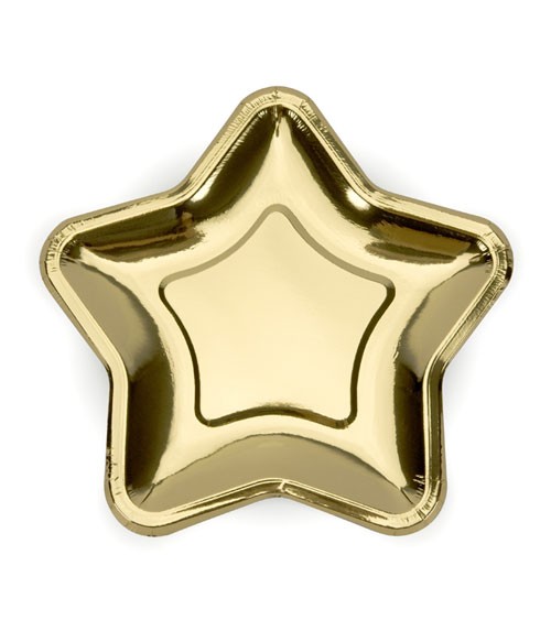 Stern-Pappteller - metallic gold - 6 Stück