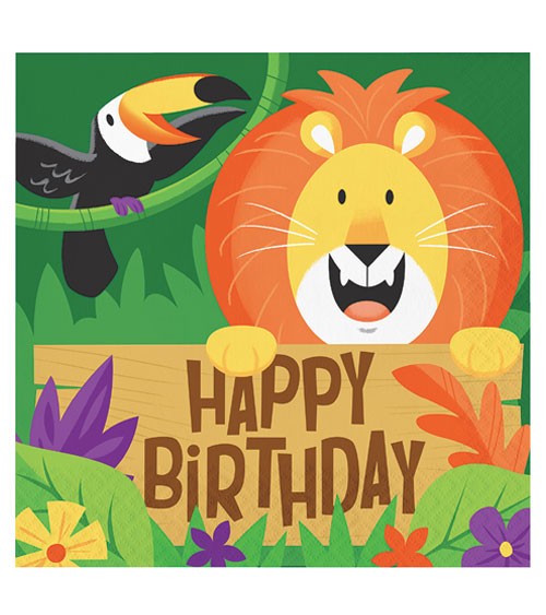 Servietten "Dschungel Safari" - Happy Birthday - 16 Stück