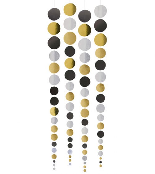 Konfetti-Girlandenvorhang - gold, silber, schwarz - 4 Stück