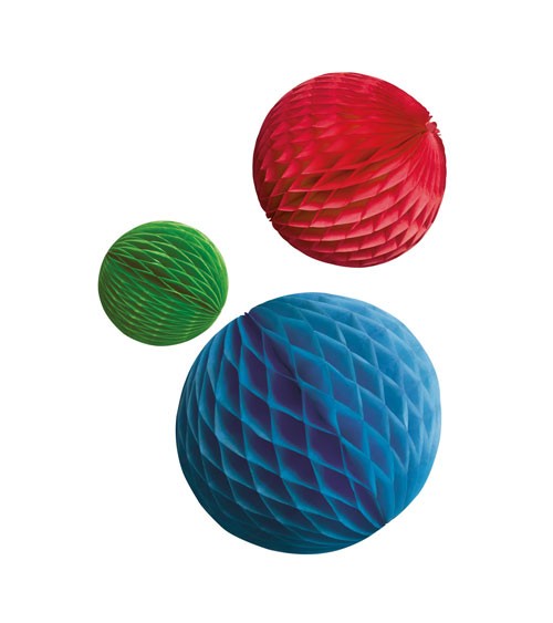 Wabenball-Set - blau, rot, grün - 3-teilig