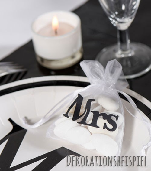 Organza-Beutel "Mrs"- weiß - 10 Stück