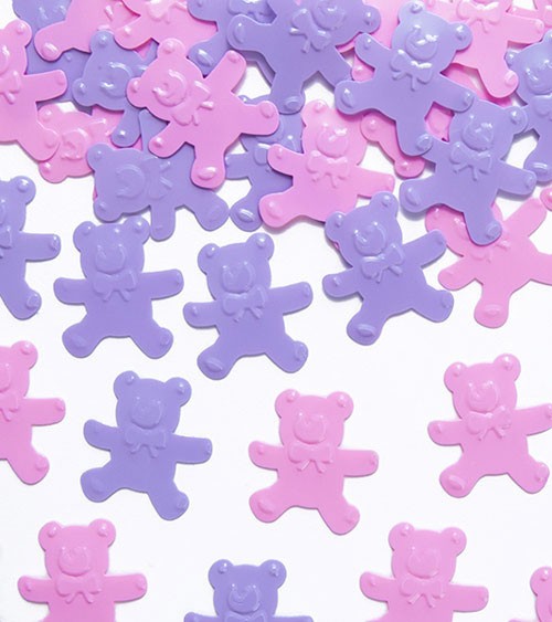Streukonfetti "Teddybär" - rosa/lavendel - 15 g
