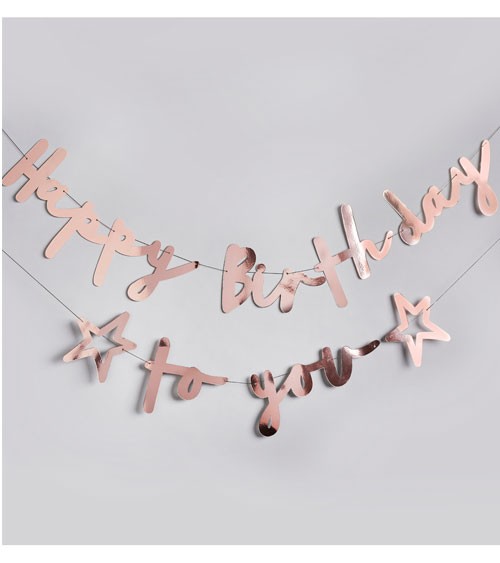 Happy Birthday to you-Girlande - metallic rosegold - 2-teilig