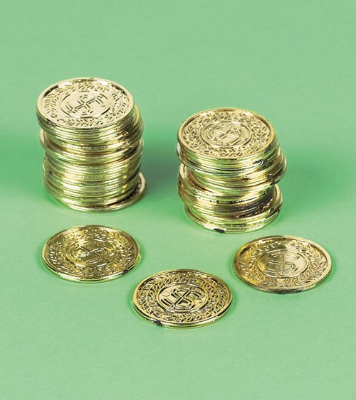 Goldmünzen aus Kunststoff - 72 Stück