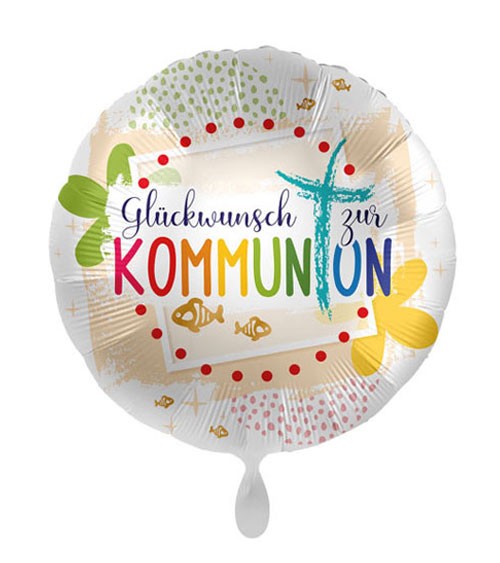 Folienballon "Glückwunsch zur Kommunion" - bunt - 43 cm