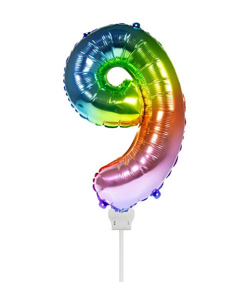 Folienballon Zahl "9" - rainbow - 36 cm