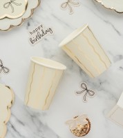 Pappbecher mit Wellen - creme & gold - 8 Stück
