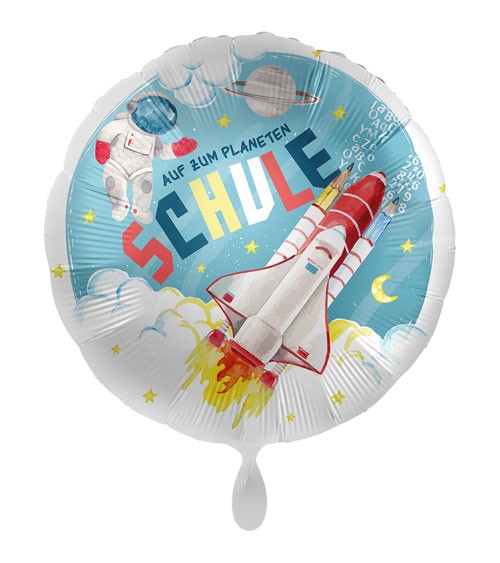 Folienballon "Auf zum Planeten Schule" - Rakete - 43 cm