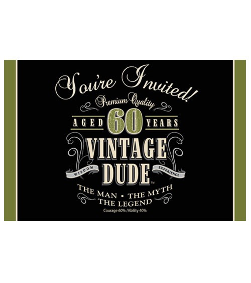 Einladungskarten "Vintage Dude - 60. Geburtstag"- 8 Stück