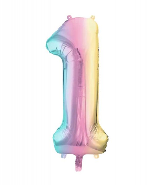 Folienballon Zahl - pastel rainbow - 86 cm