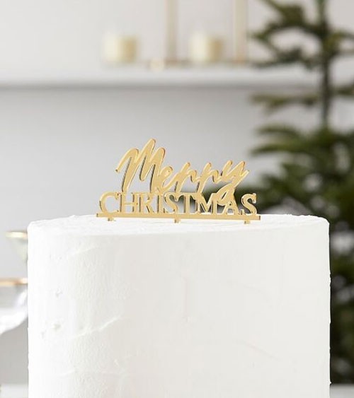 Cake-Topper aus Acryl "Merry Christmas" - gold