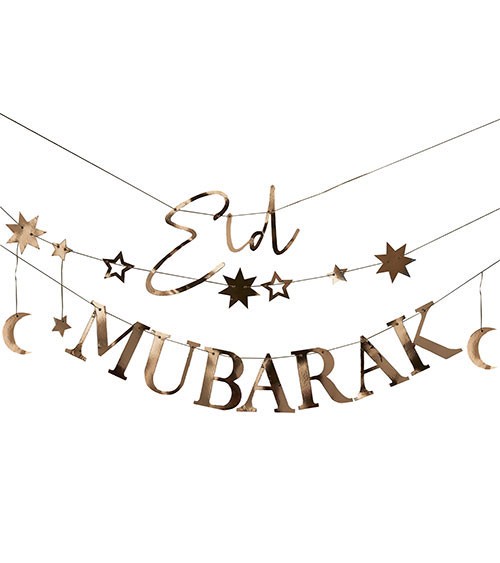Girlanden-Set "Eid Mubarak" - metallic gold - 15-teilig