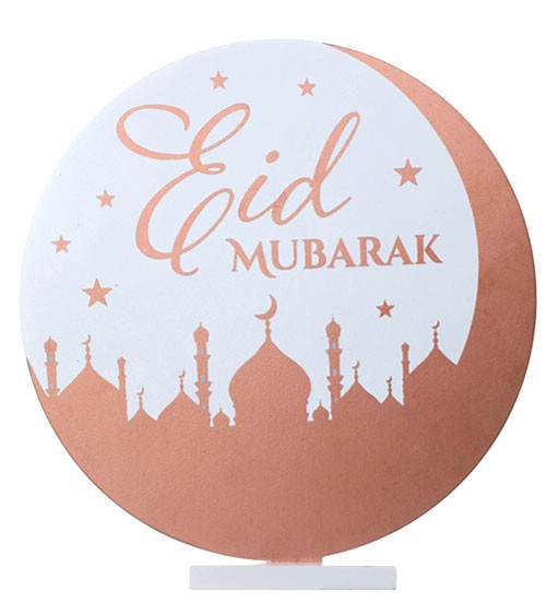 Tischdeko aus Holz "Eid Mubarak" - rosegold - 20 cm