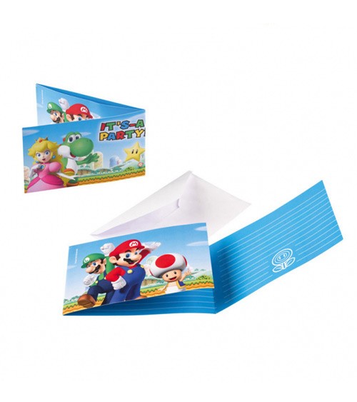 Einladungskarten "Nintendo Super Mario" - 8 Stück