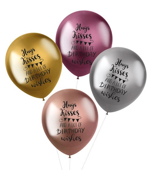 Metallic-Luftballon-Set "Birthday Wishes" - 4-teilig