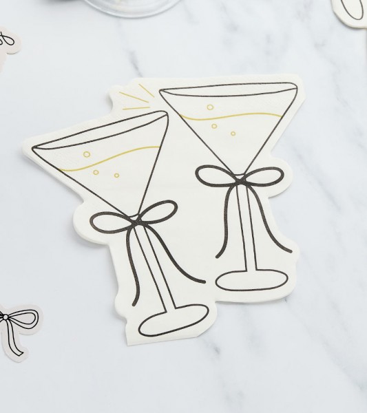 Shape-Servietten "Cocktailgläser mit Schleife" - 16 Stück