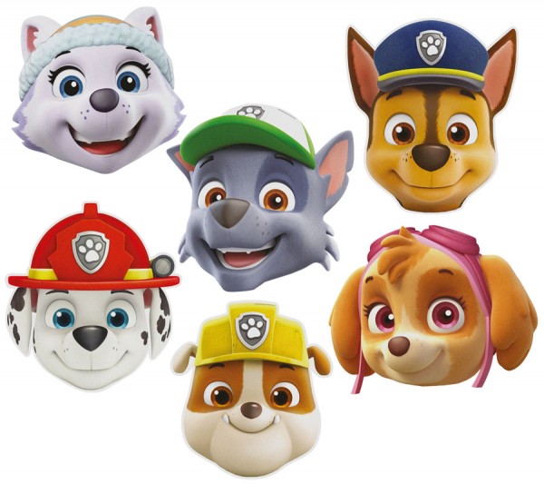 Partymasken aus Papier "Paw Patrol" - 6 Stück
