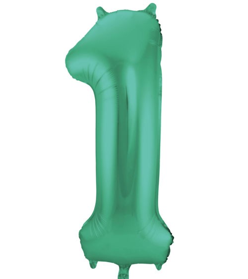Zahl-Folienballon "1" - matt grün - 86 cm