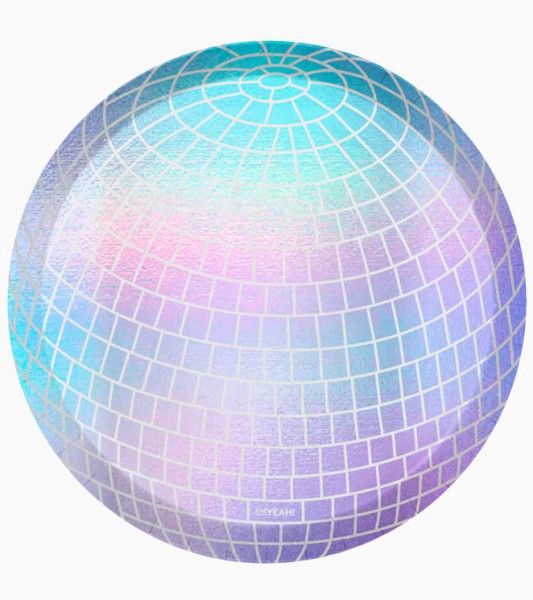 Discokugel-Tablett aus Pappe - irisierend - 30 cm - 4 Stück