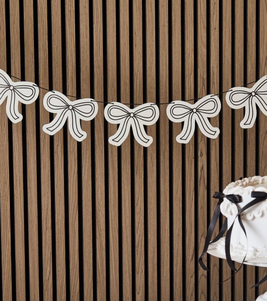 Schleifen-Girlande - creme & schwarz - 2 m
