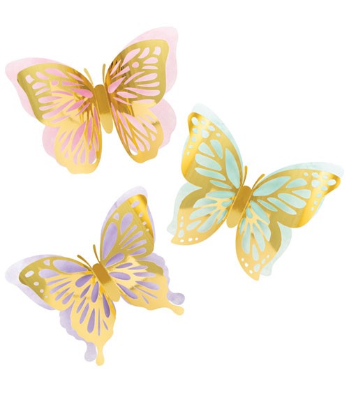 3D-Wanddekoration "Butterfly Shimmer" - 3-teilig