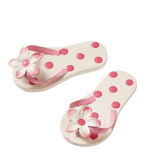 Mini Flip Flops "Blume" - rosa gepunktet - 4,5 cm - 1 Paar