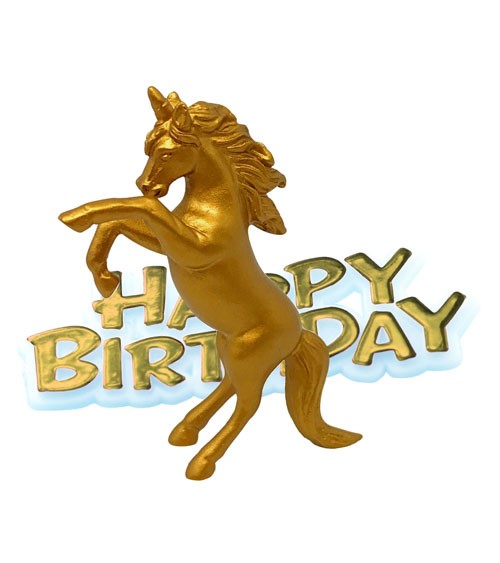 Tortendekoration "Einhorn" Happy Birthday - 2-teilig