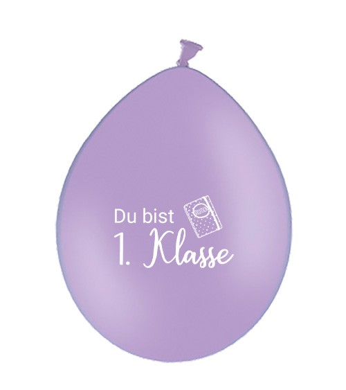 Luftballons "1. Klasse" - lavendel - 10 Stück