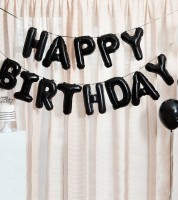 Folienballon-Girlande "Happy Birthday" - schwarz - 13-teilig