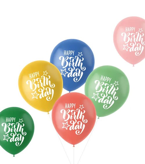 Luftballon-Set "Happy Birthday" - Retro - 6-teilig